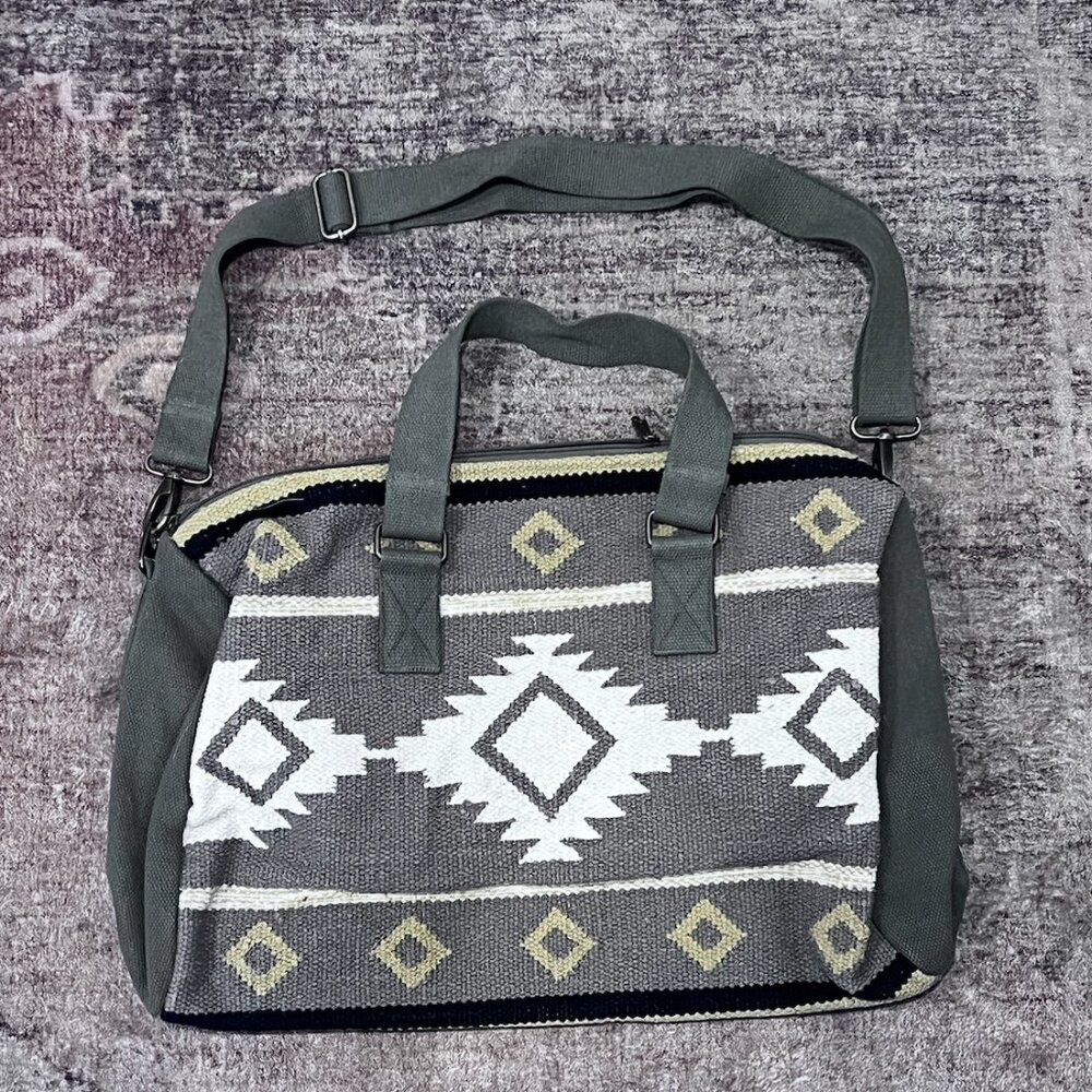 Panache Zoe Duffel Olive/Cream/Black/Tan Cotton Weekender Bag NWOT!